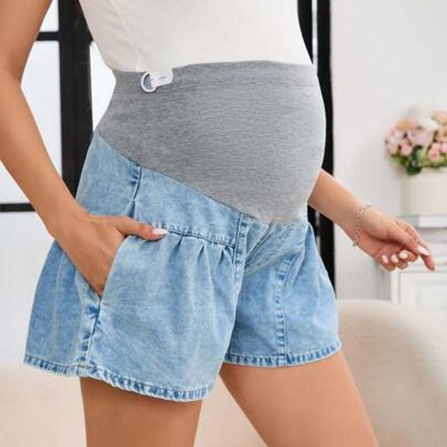SHEIN Maternity Loose Fit Denim Wide Leg Shorts, Fashionable For Summer  Vacation Outfits Women Summer Clothing Beach Beach Outfits For Woman