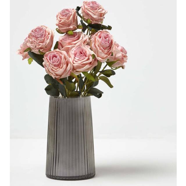 (Pink, 1) HOMESCAPES Artificial Bouquet of Ivory Roses