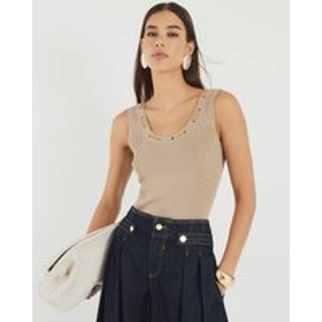 River Island Womens Brown Sleeveless Chain Detail Vest Top