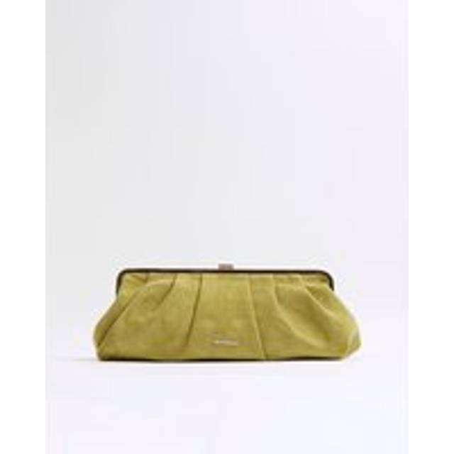 River Island Womens Green Faux Suede Oversized Clutch - One Size