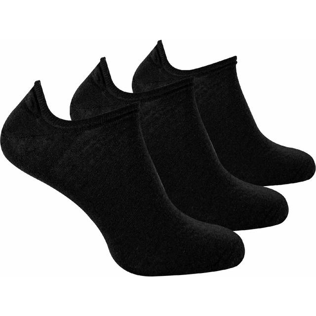 3 Pack Merino Wool Invisible No Show Socks - Black - 9-11