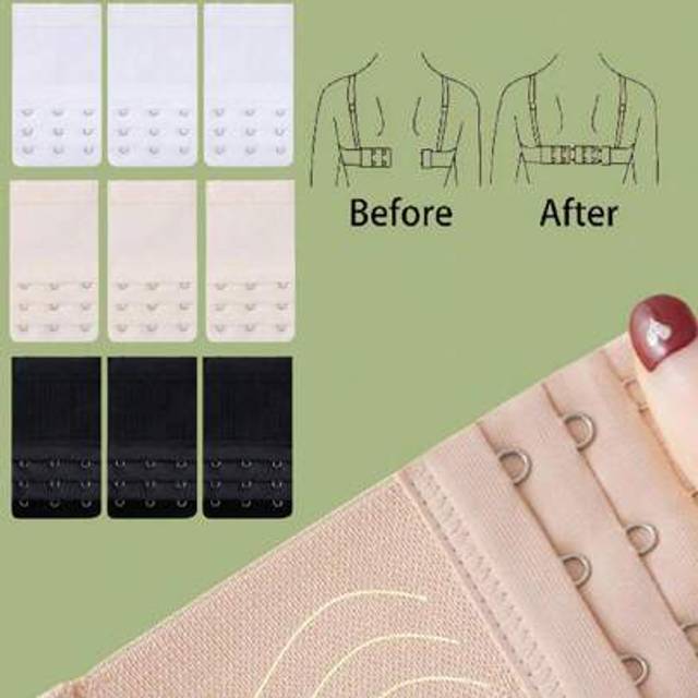SHEIN 3 Pcs Elastic Bra Extenders, Women&#39;s Lingerie Hook Strap Extenders (2 Hooks/3 Hooks), Extender Bra Hooks (For Bras/Wireless Bras), Women&#39;s Underwear A