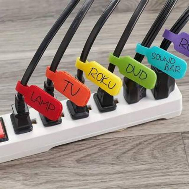 SHEIN 50pcs Vibrant Multi-Color Reusable Cable Ties - Easy Cord Management And Identification Solution With Self-Attaching Label Tags For Electronics And Co
