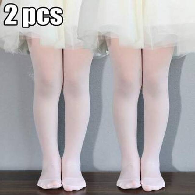 SHEIN 2pcs Baby Girls&#39; Plain Color Tights, High Stretch Sheer Stirrup Pantyhose, Suitable For Spring/Summer/Autumn/Winter