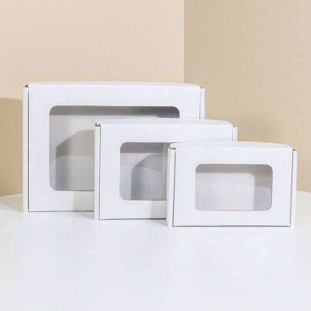 SHEIN 10pcs White Windowed Cardboard Boxes, Transparent Window Packaging Boxes, Packing Materials, Gift Boxes, Corrugated Paper Boxes, Postal Boxes, Back To