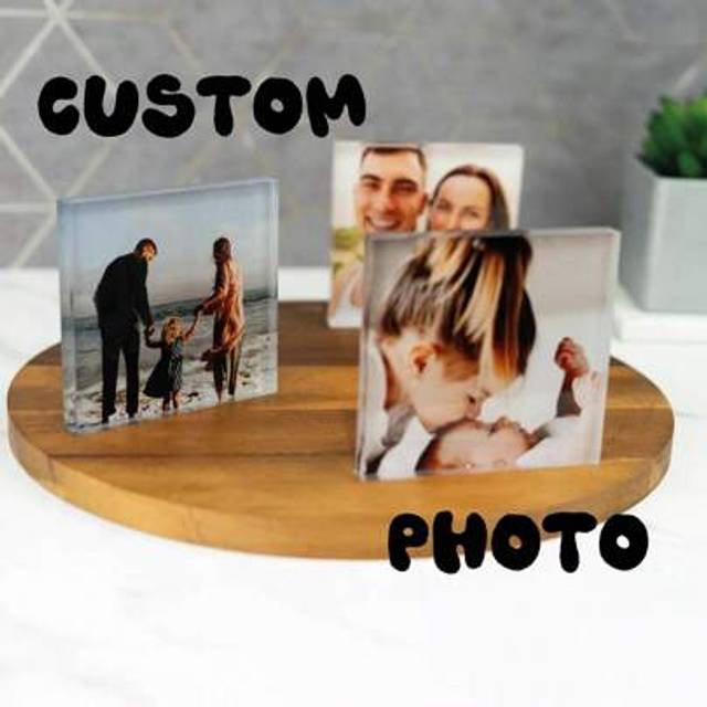 SHEIN 1PC Custom Photo Block Personalised Glass Effect Acrylic Your Own Image Block Photo, Customize Present For Weddings, Anniversaries, Birthdays, Christm