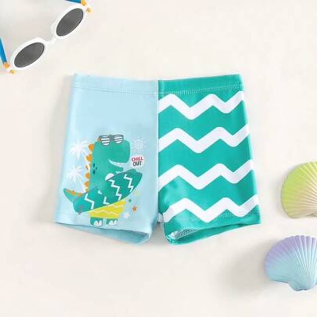 SHEIN Baby Boy Cartoon Graphic Swim Shorts