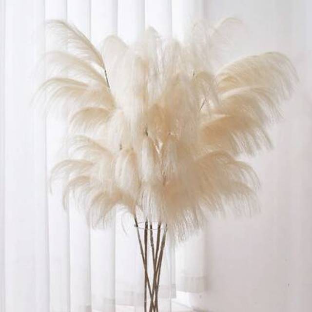 SHEIN 1pc Faux Pampas Grass Decor Beige 51&#34;/4.3ft Tall Fake Pompas Floral Large Artificial Pompous Grass Branches Fluffy Fake Plants Floor Vase Filler For K