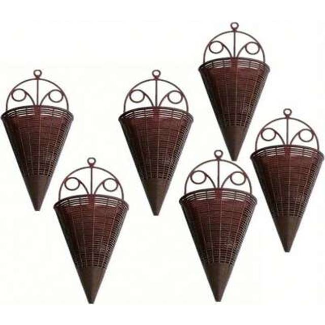 SHEIN 4pcs-Creative Simulation Hanging Vase Flower Basket, Triangular Wall Art Vine Weaving Hanging Flower Holder, Indoor Decoration Hanging Basket Flower P