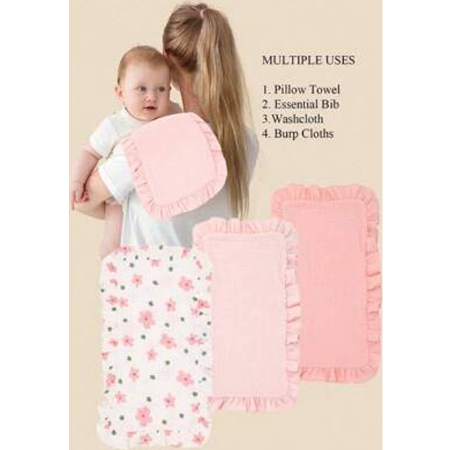 SHEIN 4pcs/Set Baby Muslin Burp Cloths, Absorbent Bibs, Multi-Function Cloths
