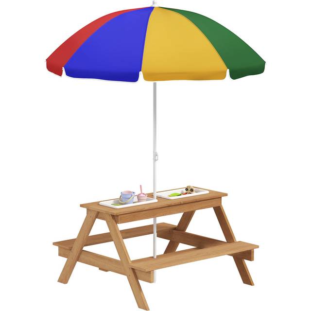Zesty Kids Wooden Kids Picnic Table, Sand and Water Table with Benches, Parasol, none