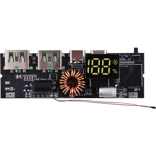 LED Dual USB PD Fast Charge 5A Type-C Mobile Power Bank 18650 Charging Module Temperature Protection 5S 100W