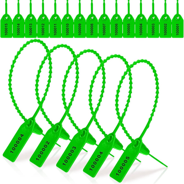 1000 Pcs Plastic Tamper Seals Tags Security Safety Numbered Zip Ties Labels Green