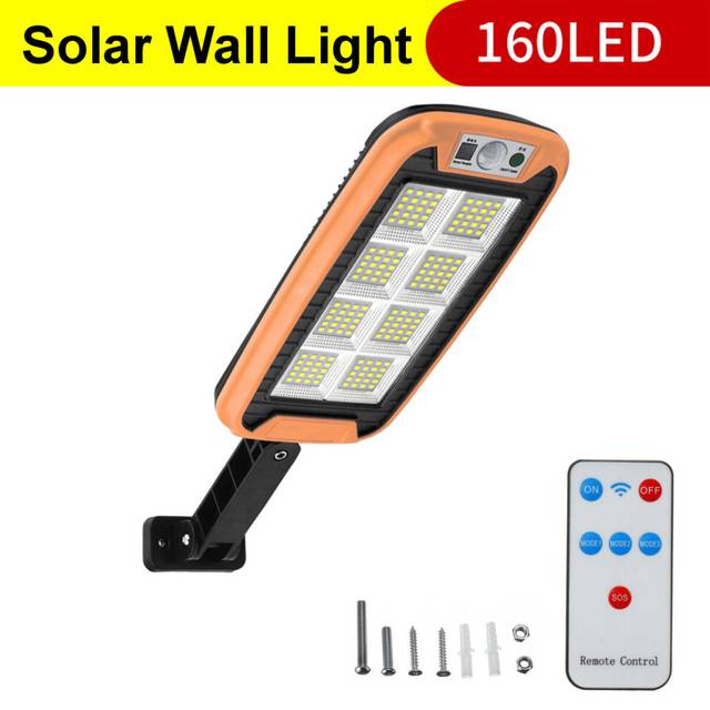 (160 LED - A) COB LED Solar Street Wall Light PIR Motion Sensor Dimmable Lamp Outdoor Garden