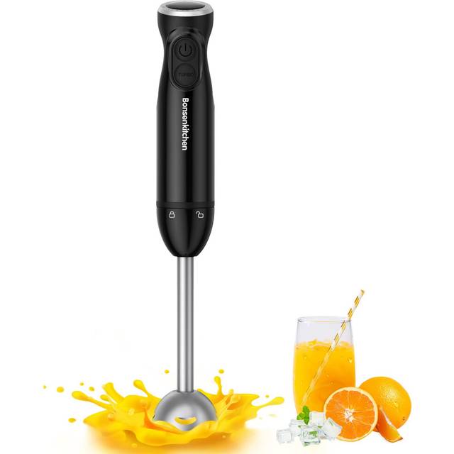 Bonsenkitchen Hand Blender, 12 Speeds Immersion Blender Handheld, Stick Blender Electric with Stainless Steel Blade for Making Baby Food, Soups,