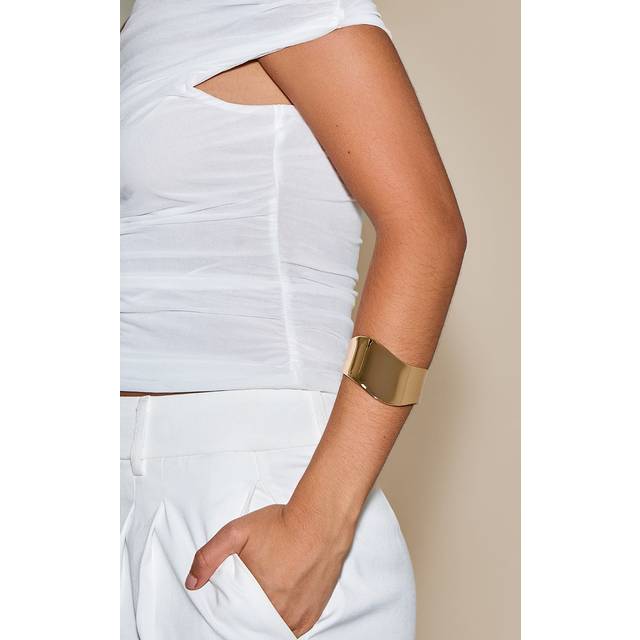 Gold Angled Asymmetric Cuff, Yellow - One Size