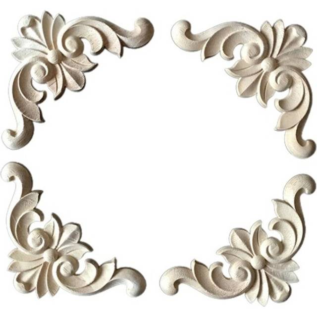 Wooden Carved Corner Onlay Furniture Applique Mouldings Decal DIY Home Decor