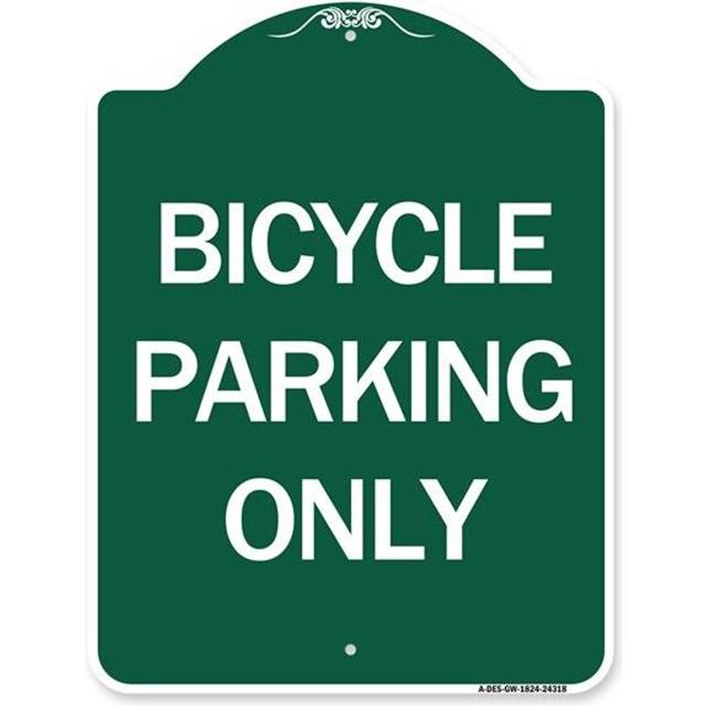 SignMission A-DES-GW-1824-24318 18 x 24 in. Designer Series Sign - Bicycle Parking Only, Green & White