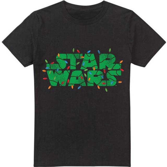 (XL, Black) Star Wars Mens Christmas Lights Logo T-Shirt