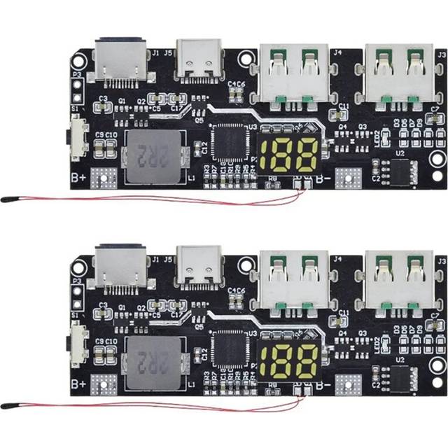 2X QC4.0 QC3.0 LED Dual USB 5V 4.5A 22.5W Micro/Type-C Mobile Power Bank 18650 Charging Module,A