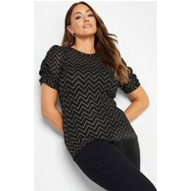 M&Co Black & Gold Glitter Chevron Blouse 10 M&Co Womens