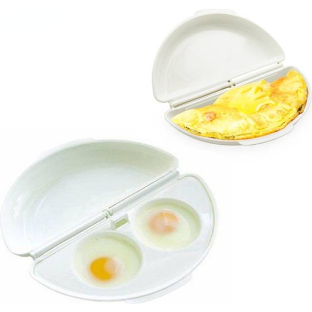1Pcs Useful Two Eggs Microwave Omelet Cooker Pan Microweavable Cooker Omelette Eggs Steamer Box