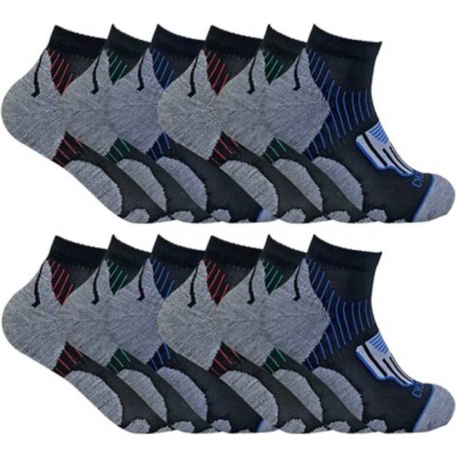 Sock Snob 12 Pair Multipack Mens Cycling Socks - Black - UK 6-11