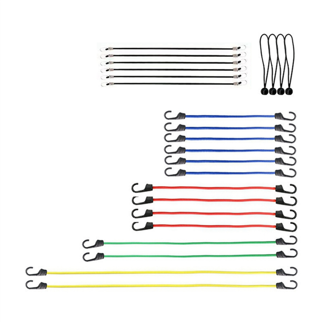 24Pcs Heavy Duty Bungee Cords with Hooks Rope Luggage Packing Strap for Motorcycle Bike Travel Camping Hiking