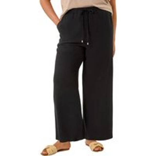 Roman Curve Linen Mix Trousers In Black - 18