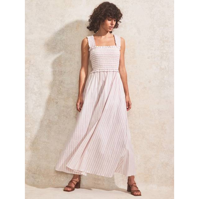 Ro&Zo Stripe Shirred Bodice Maxi Dress, Pink/Multi