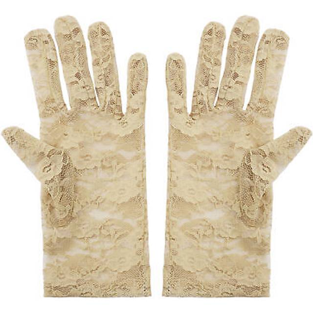 1 Pair Beige Ladies Lace Gloves Tea Party Gloves Elegant Short Lace Gloves