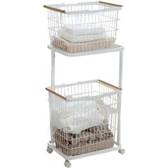 SHEIN &#34;2-Tier Metal Laundry Cart With Wheels & Removable Baskets - Space-Saving Rolling Hamper For Home&#34;