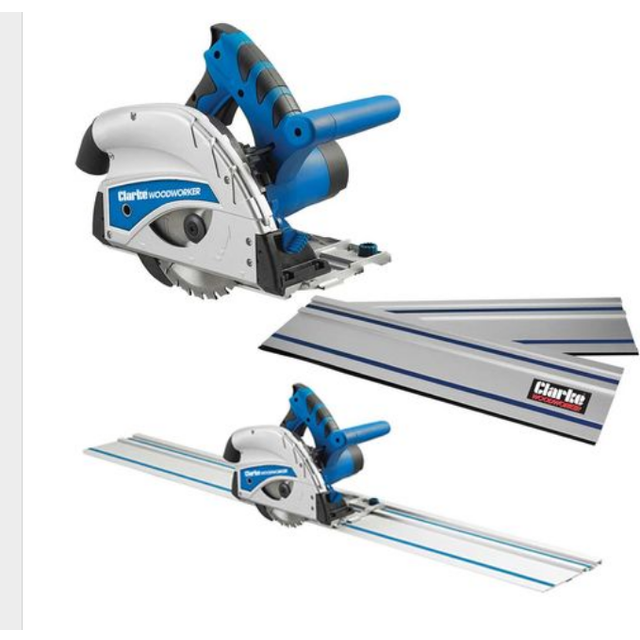 Clarke plunge track saw 1200w 160mm circular with 2x guide rails 230v cps16
