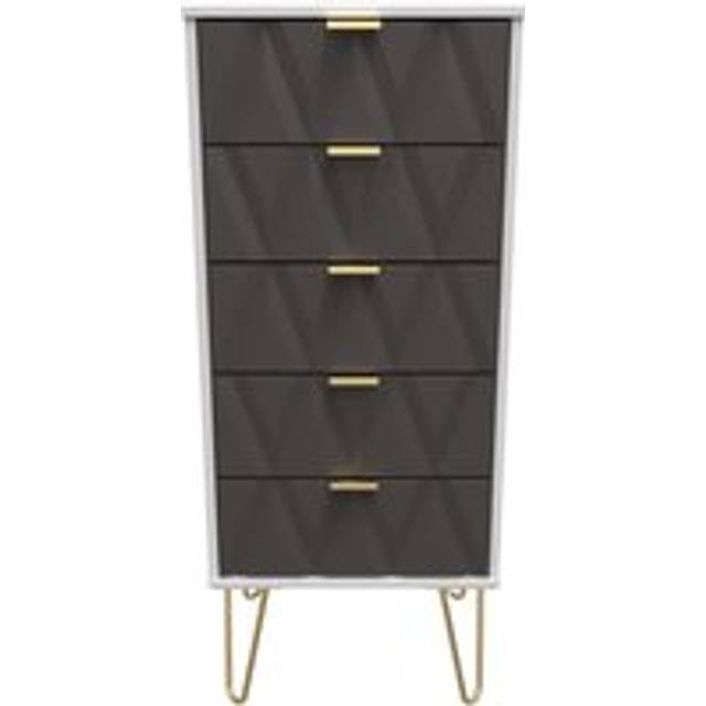Dallas 5 Drawer Tall Bedside (Ready Assembled) - Dark Grey - One Size