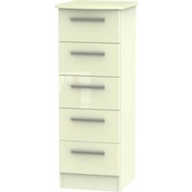 Windsor 5 Drawer Tall Bedside (Ready Assembled) - Cream - One Size