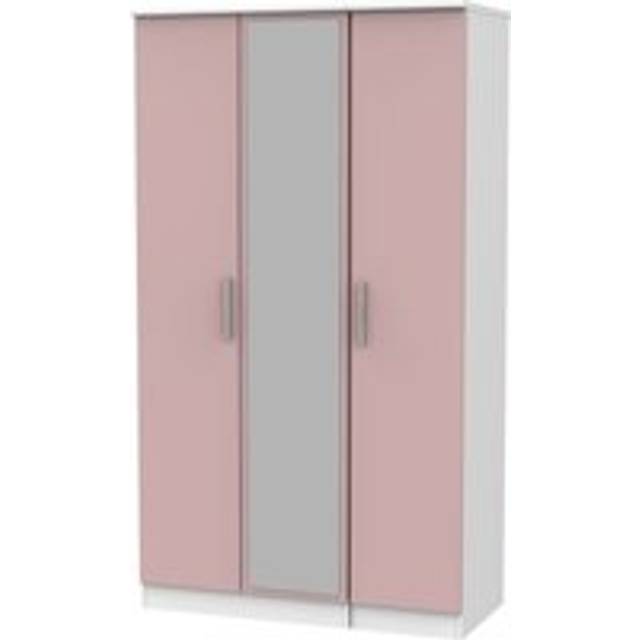 Windsor Tall Triple Mirror Wardrobe (Ready Assembled) - Dusty Pink - One Size