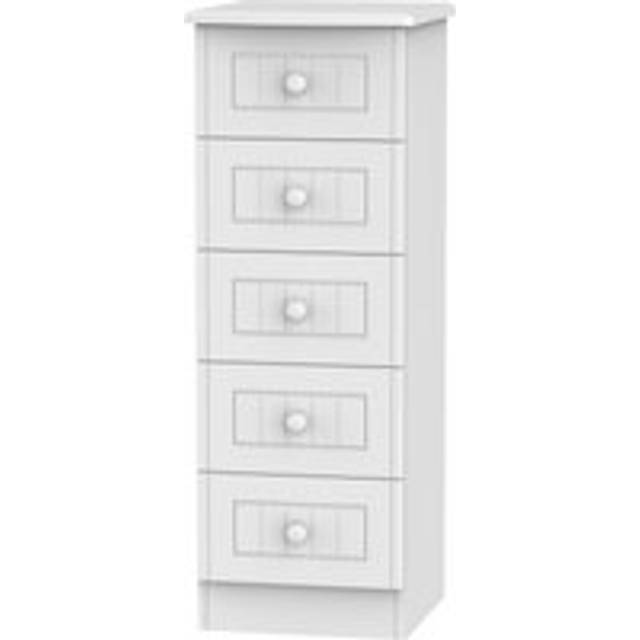 Lancaster 5 Drawer Tall Bedside (Ready Assembled) - White - One Size