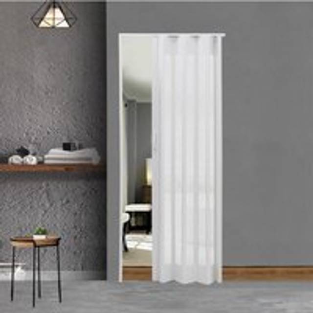 203x81cm White PVC-Acrylic Folding Partition Door with Wheels & Handle - Clear - One Size