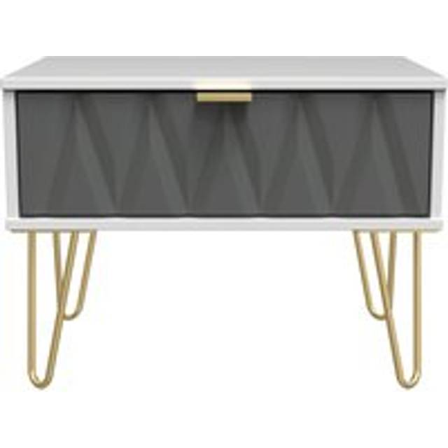 Ready Assembled Grey & White 1 Drawer Side Table (H)410mm (W)395mm - One Size