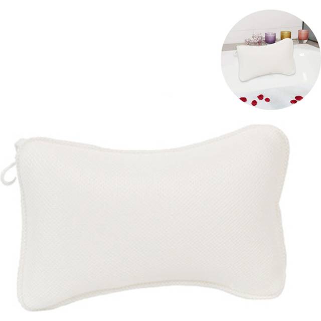 Bath Pillow With 2 Suction Cups Neck Pillow Made Of Polyester Quick Drying Easy Cleaning - Comfort Bath Pillow-White