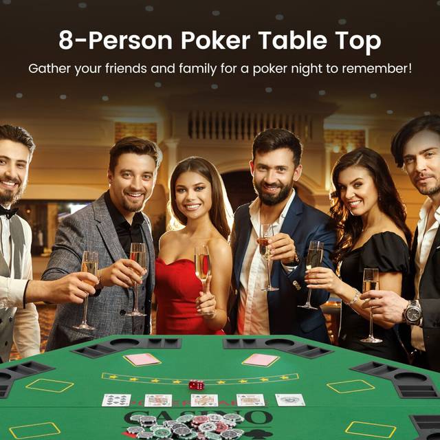 8 Player Foldable Texas Holdem Poker Table Topper with Carrying Bag