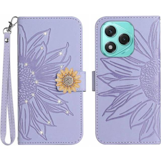(Light Violet) Flip Case for Honor 400 Lite Pu Leather Flip Cover Card Holder Shockproof Tpu Shell Flip Wallet Credit Card