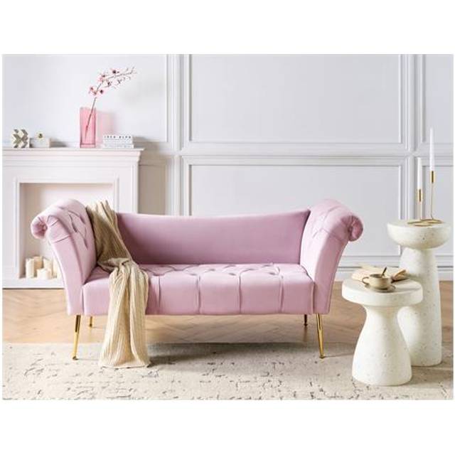 Double Ended Chaise Lounge Tufted Velvet Upholstery Gold Legs Light Violet Nantilly