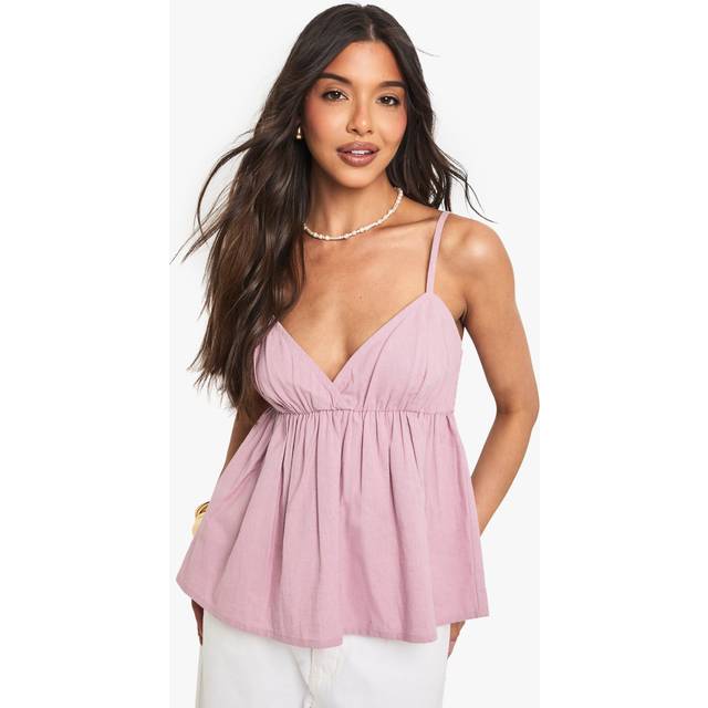 Womens Linen Strappy Cami - Purple - 12, Purple