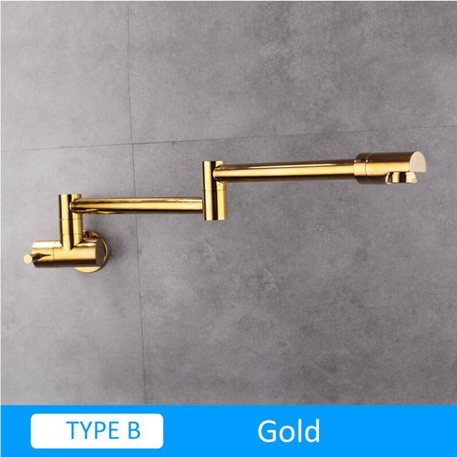 (B-Gold) Quyanre Chrome Nickel Black Brass Pot Filler Tap Wall Mounted Kitchen