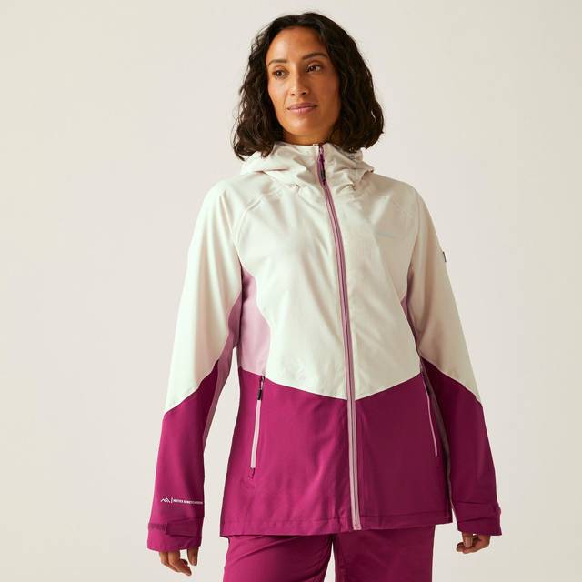Regatta Women's Water Repellent Raddick III Waterproof Jacket Light Vanilla Beaujolais Lilas, Size: 16 - White