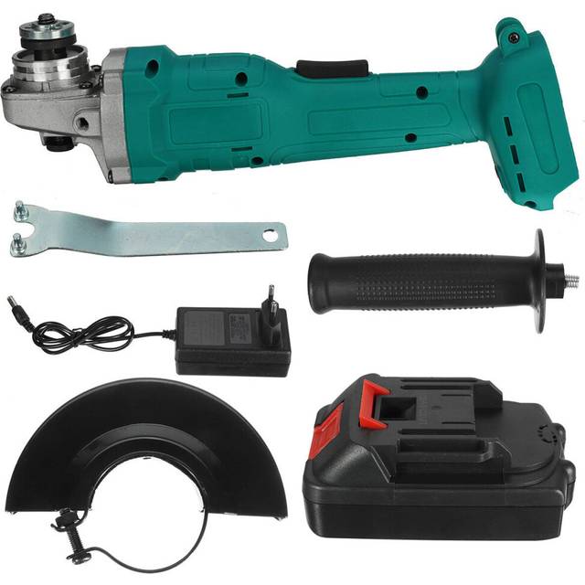 (Blue, One 5 Cell Battery) 100mm 600W Brushless Electric Angle Grinder Grinding Tool Cutting Machine with 5/10 Cell Battery