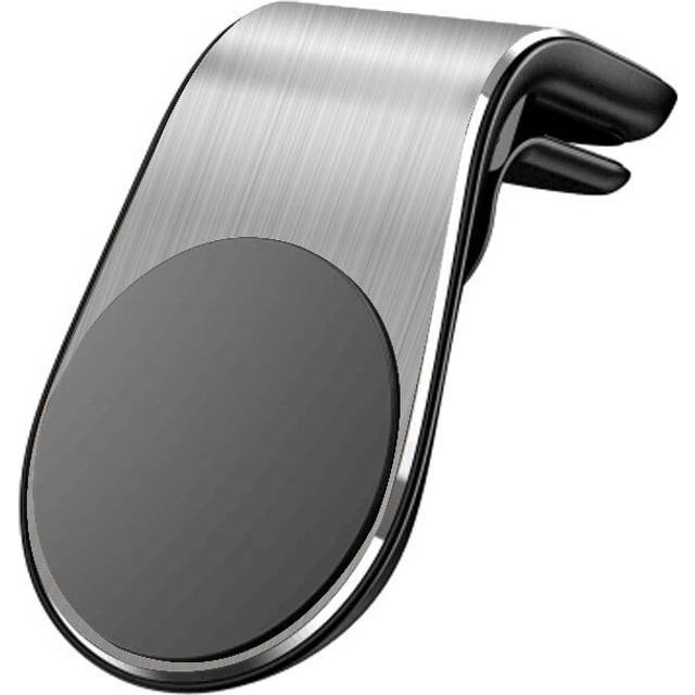 (Silvery) Universal Magnetic Car Phone Holder L shaped Air Vent Clip Mount Stand