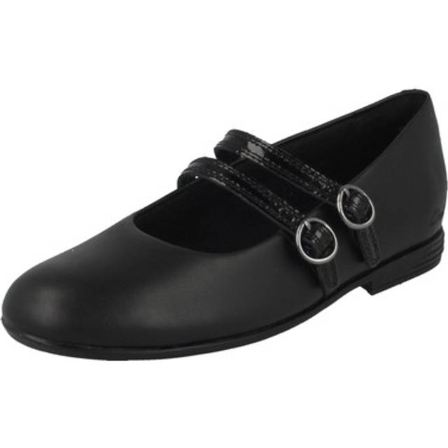 Girls Clarks Leather Double Strap Buckle Mary Jane School Shoes - Finja Bar