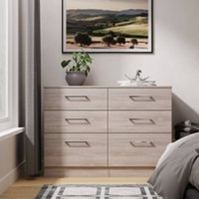 Worcester Large Chest of Drawers Light Grey 6 Drawers 110cm
